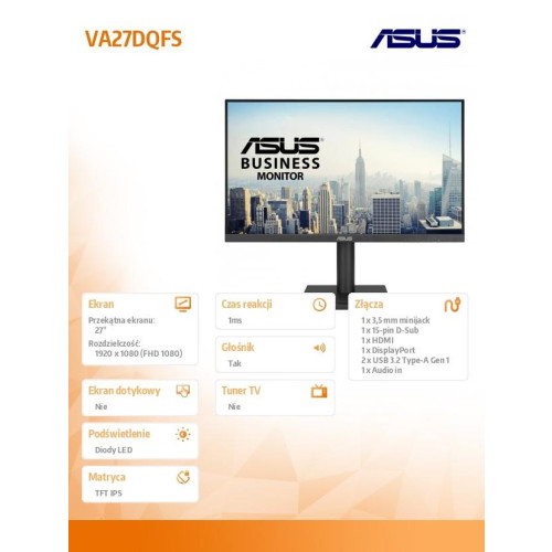 Monitor 27 cali VA27DQFS IPS HDMI DP 100Hz-15167756