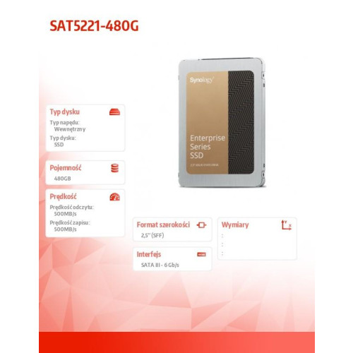 Dysk SATA SSD Enterprise 480GB 2,5 cala 7mm 6Gb/s SAT5221-480G-15168573