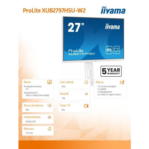 Monitor 27 cali XUB2797HSU-W2 IPS,FHD,HAS,300cd,(5y)-15170480