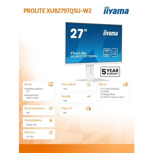 Monitor 27 cali XUB2797QSU-W2,IPS,HDMI,DP,100Hz,QHD,300cd,(5y)-15170485