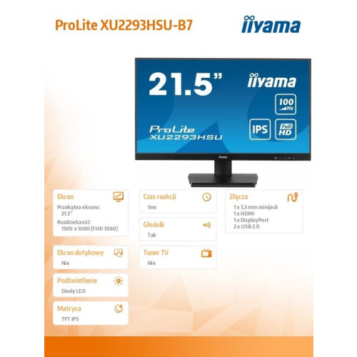 Monitor 22 cale XU2293HSU-B7,IPS,100Hz,FHD,HDMI,DP,300cd-15170596