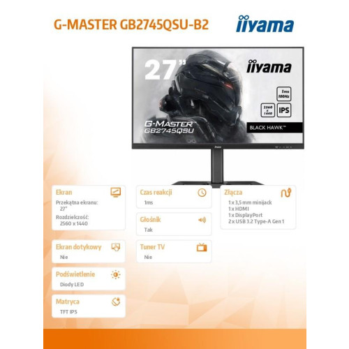 Monitor 27 cali GB2745QSU-B2,IPS,QHD,100Hz,1ms,2xUSB,300cd-15170651