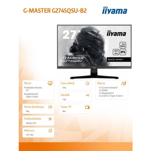 Monitor 27 cali G2745QSU-B2,IPS,QHD,100Hz,1ms,2xUSB,300cd-15170664