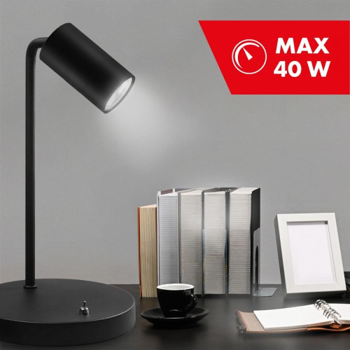 Lampka biurkowa GU10, z włącznikiem MCE370 B czarna, okrągła-15170748