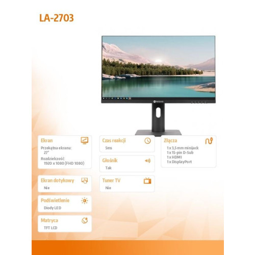 Monitor biurkowy LA-2703 IPS VA FHD HDMI VGA DP-15170897