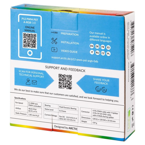 Wentylator Arctic P12 PWM PST A-RGB 120mm (White)-15179339