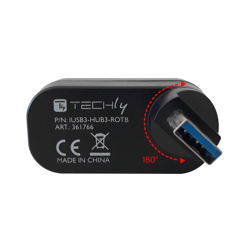 Techly IUSB3-HUB3-ROTB huby i koncentratory USB 3.2 Gen 1 (3.1 Gen 1) Type-A 5000 Mbit/s Czarny-15198785