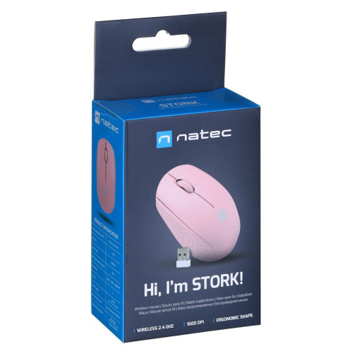 NATEC MYSZ BEZPRZEWODOWA STORK 1600DPI RÓŻOWA NMY-2002-15199238