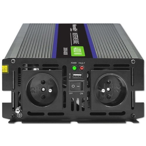 Qoltec Przetwornica napięcia Monolith 4000 MS Wave 51928, 12V na 230V, 2000/4000W, USB-15213064