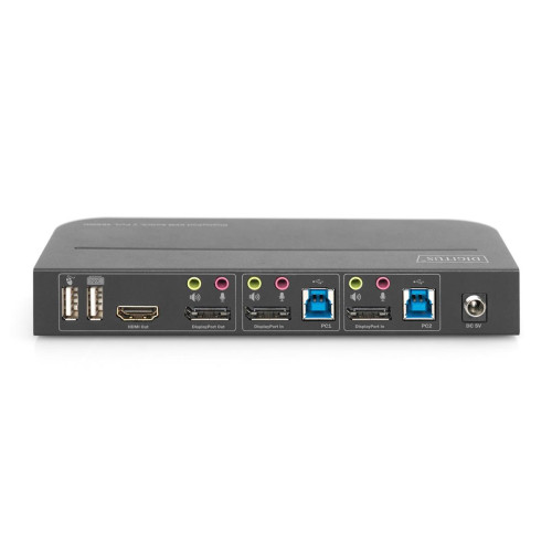 Digitus Przełącznik KVM, 2-portowy, 4K 60 Hz, 2 x DP in, 1 x DP/HDMI out-15228424