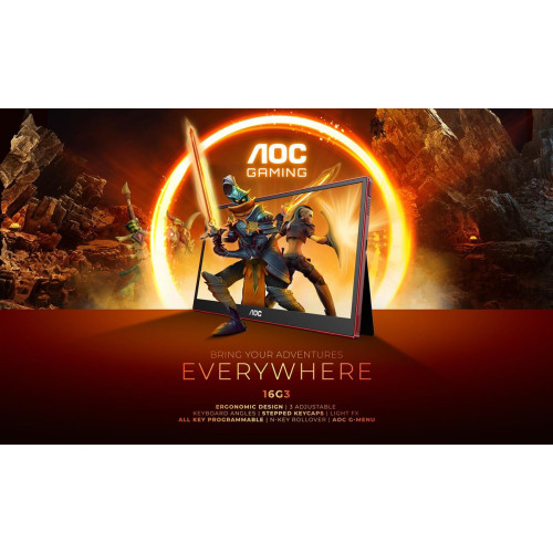 AOC 16G3 przenośny telewizor / monitor Przenośny monitor Czarny, Czerwony 39,6 cm (15.6