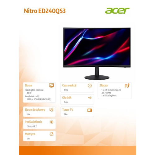 Monitor 24 cale Nitro ED240QS3bmiipx Curved/180Hz/1ms-15254067