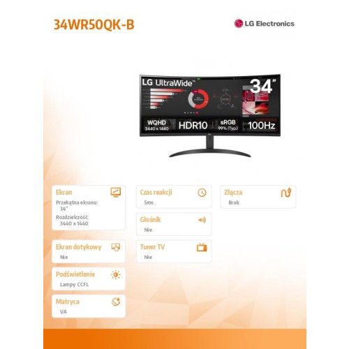 Monitor LG 34WR50QK-B 34 cale IPS-15254709