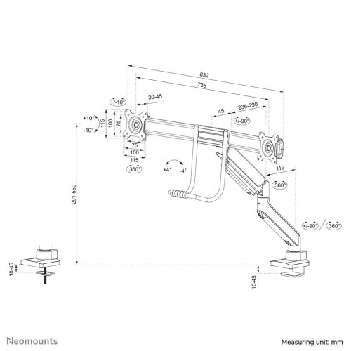 Neomounts DS75-450WH2 uchwyt / stojak do monitorów 81,3 cm (32