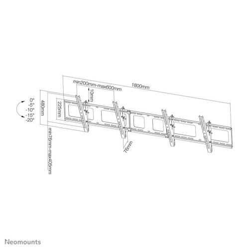 Neomounts NS-WMB200BLACK uchwyt do tablic informacyjnych 132,1 cm (52