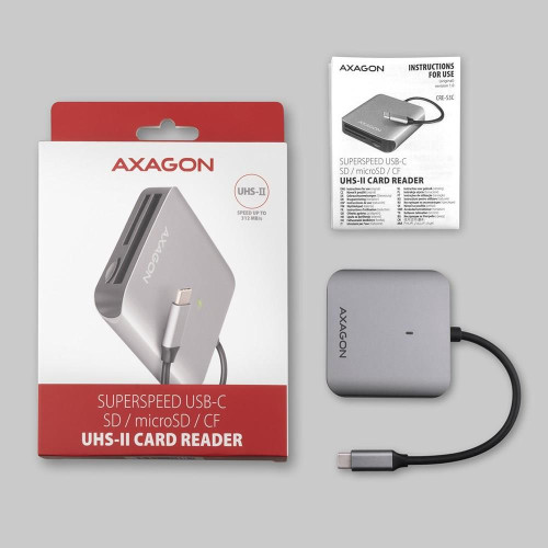Axagon CRE-S3C czytnik kart USB 3.2 Gen 1 (3.1 Gen 1) Type-C Szary-15552353
