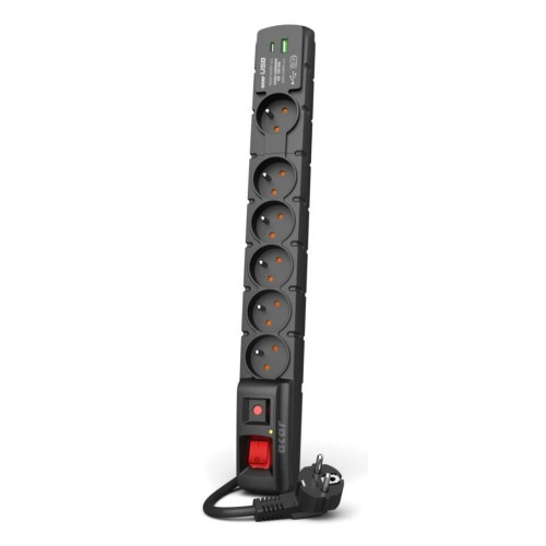 LISTWA ZASILAJĄCA ACAR S6 USB A+C 1.5M 6X 230V PL PD 3.0 QC CZARNA-14552023