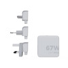 XTORM ŁADOWARKA SIECIOWA TURYSTYCZNA 67W GAN, 1X USB-C PD 67W, 1X USB-C PD 20W, WYMIENNE KOŃCÓWKI EU/UK/USA, KABEL US