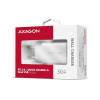 Axagon ACU-PQ30W Ladegerät QC3.0.4.0/AFC/FCP/PPS/Apple+ PD USB-C 30W - weiß - USB Typ C Telefon komórkowy, Smartfon, 