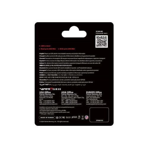 Dysk SSD Patriot PVP30 512GB 1000MB/s USB Duo A+C 3.2 Gen2 Alu-15661149