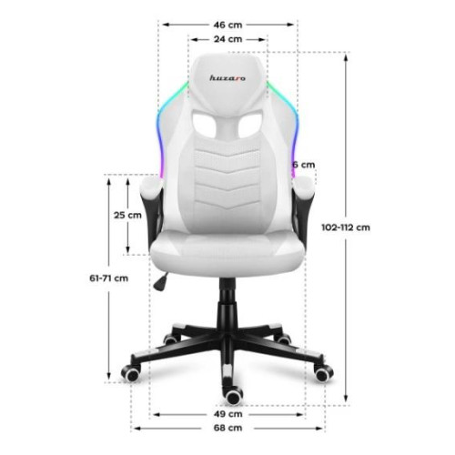 Fotel gamingowy Huzaro Force 2.5 RGB WHITE MESH-15702692