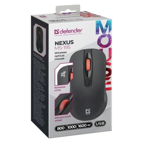 DEFENDER MYSZ NEXUS MS-195 RF SILENT CZARNA-15763481