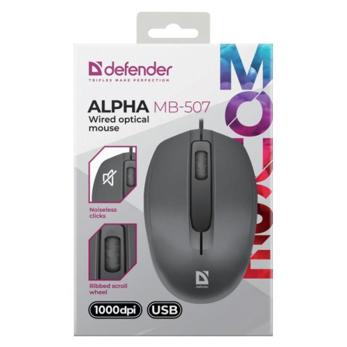 DEFENDER MYSZ ALPHA MB-507 SILENT CZARNA 1000dpi 3P-15763497