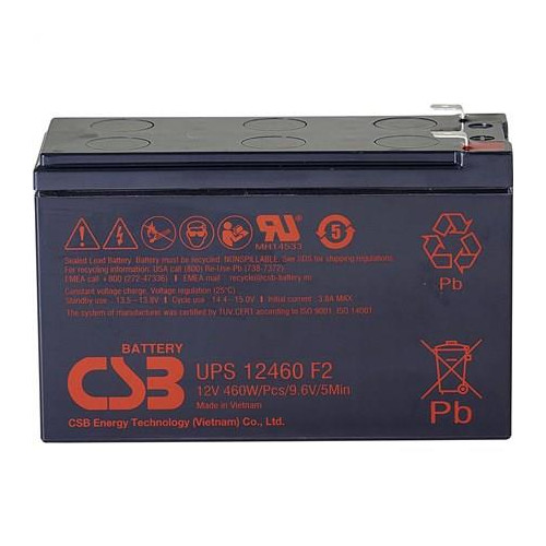 CSB Battery Battery 12V, 9Ah, AGM | UPS12460F2 | 460 W