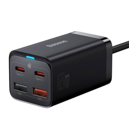 BASEUS ŁADOWARKA SIECIOWA 2X USB-C, 2XUSB (CZARNA)