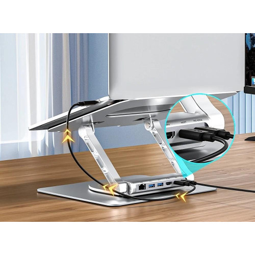 UNITEK PODSTAWKA POD LAPTOP + HUB USB-C, HDMI 1.4, 4K, PD 100W-15798255