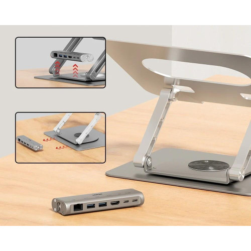 UNITEK PODSTAWKA POD LAPTOP + HUB USB-C, HDMI 1.4, 4K, PD 100W-15798260