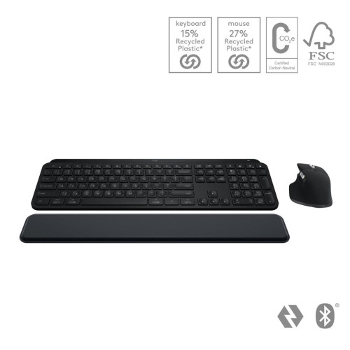 Logitech MX Keys S Combo klawiatura Dołączona myszka Biuro RF Wireless + Bluetooth QWERTY Amerykański międzynarodowy