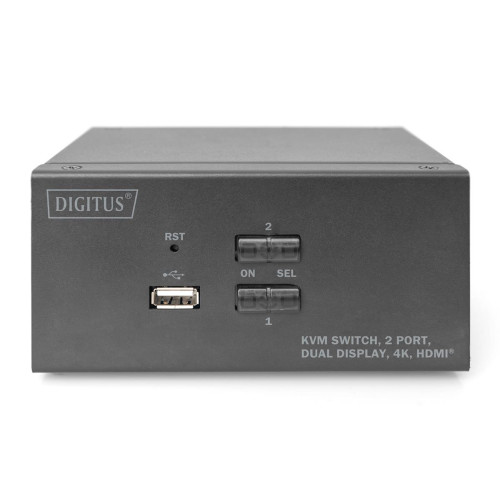 Digitus Przełącznik KVM, 2-portowy, podwójny wyświetlacz, 4K, HDMI®-15849331