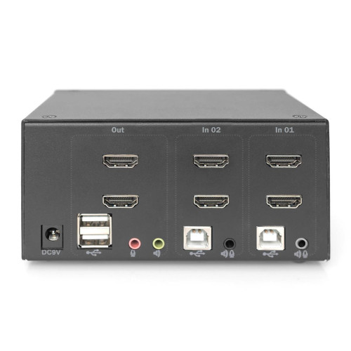 Digitus Przełącznik KVM, 2-portowy, podwójny wyświetlacz, 4K, HDMI®-15849332