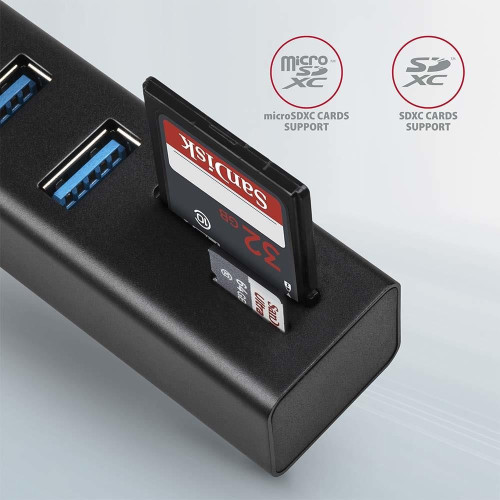 AXAGON HMA-CR3A Koncentrator wieloportowy, USB 3.0 Type-A, 3x USB-A, SD, microSD-15862971