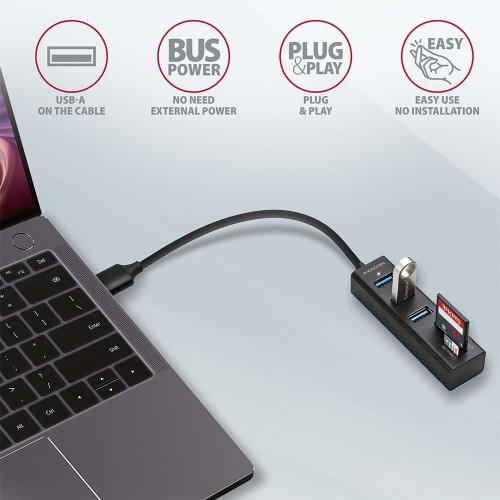 AXAGON HMA-CR3A Koncentrator wieloportowy, USB 3.0 Type-A, 3x USB-A, SD, microSD-15862972