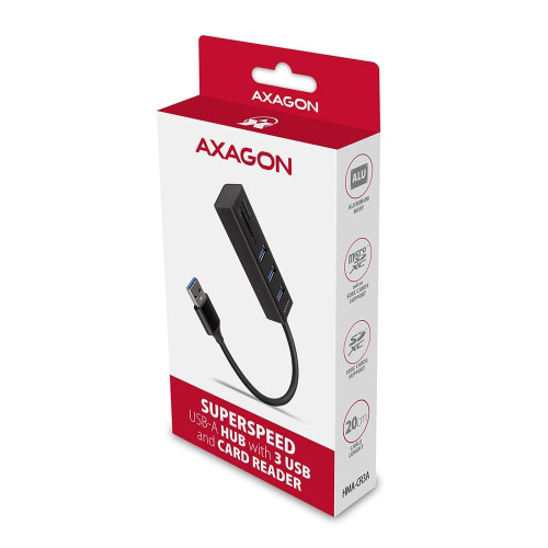 AXAGON HMA-CR3A Koncentrator wieloportowy, USB 3.0 Type-A, 3x USB-A, SD, microSD-15862975