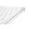 Półka do szaf regulowana 19 cali, 1U, gł. 500-900 mm, nośność 100kg, mocowanie w 4 punktach, szara, śruby w kompl