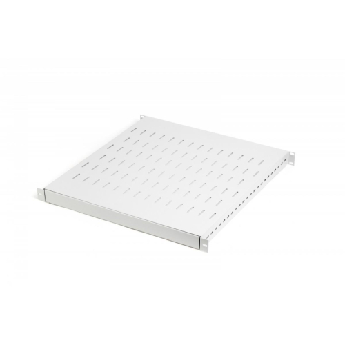 Półka do szaf regulowana 19 cali, 1U, gł. 500-900 mm, nośność 100kg, mocowanie w 4 punktach, szara, śruby w komplecie