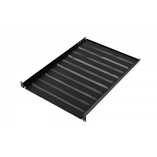 Półka do szaf 550mm 19 cali , 1U, nośność 25 kg, mocowanie w 4 punktach, czarna, śruby i uchwyt w kpl.