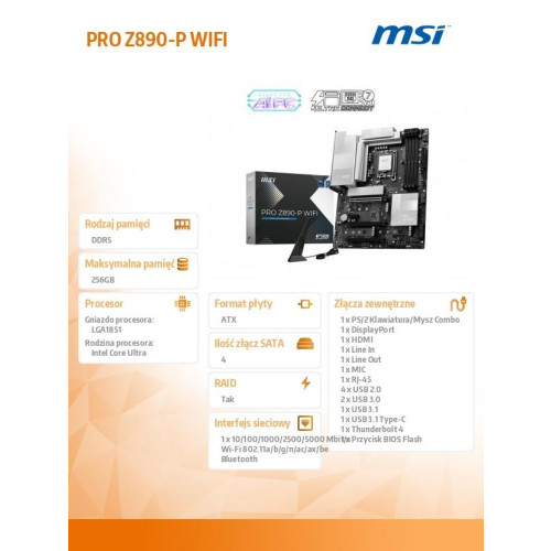 Płyta główna PRO Z890-P WIFI s1851 4DDR5 ATX-15926029