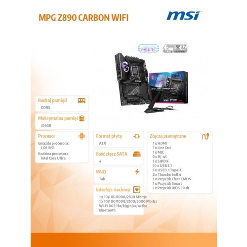 Płyta główna MPG Z890 CARBON WIFI s1851 4DDR5 HDMI/DP ATX-15926147