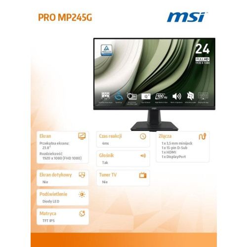 Monitor 23.8 cala PRO MP245G LED/FHD/Flat/100Hz/czarny-15926299