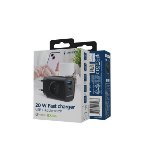 Ładowarka USB-A USB-C 20W PowerDelivery Quick Charge 3.0, czarna-15927544