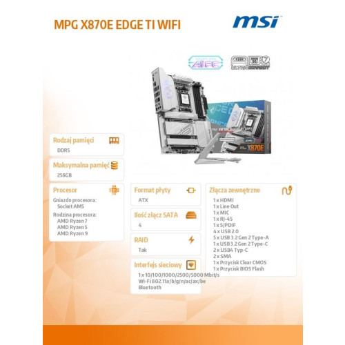 Płyta główna MPG X870E EDGE TI WIFI AM5 4DDR5 ATX-15927610