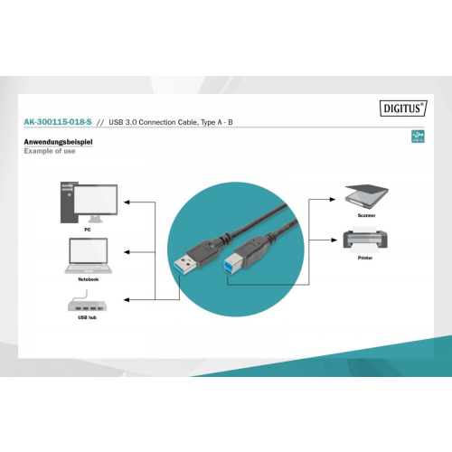 Kabel połączeniowy USB 3.0 typ USB A/USB B M/M, 1.8m, czarny-15927984