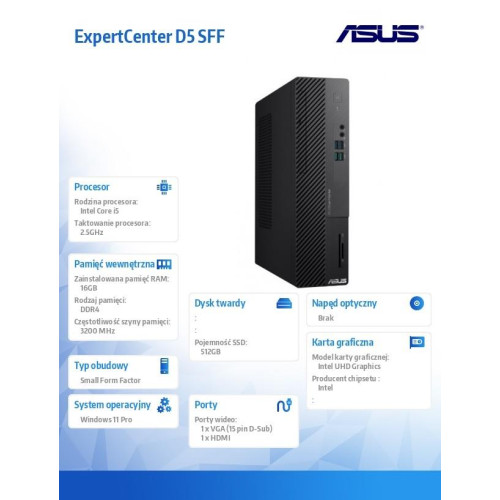 Komputer ExpertCenter D5 SFF D500SE-513500504X i5-13500 16GB/512GB/W11 PRO-15928526