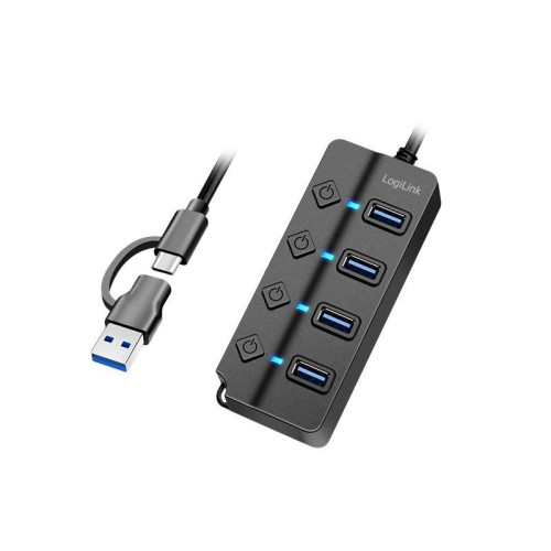 HUB 4xUSB-A, Gen1, 4x ON/OFF, czarny-15928926