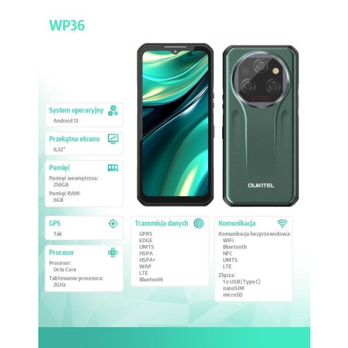Smartfon WP39 5G 6/256GB IP69K zielony-15931930