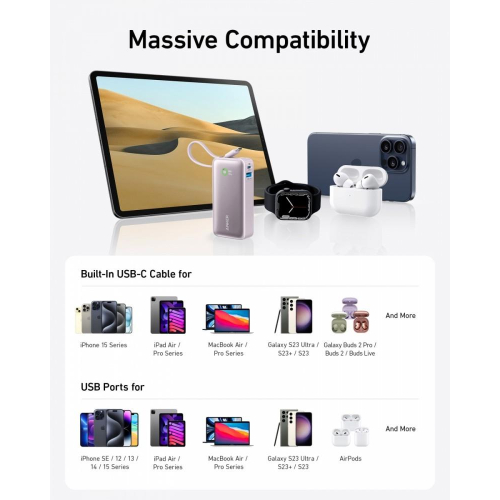 Powerbank 545 NANO 30W 10000mAh z wbudowanym kablem USB-C, zielony-15933067